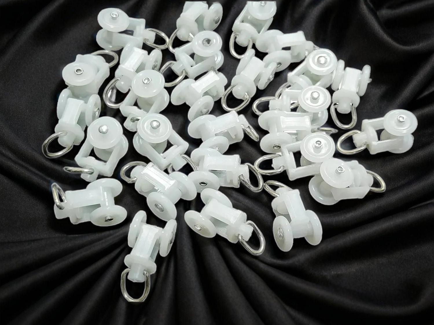 M-Track Channel Runner Wheel Hooks, Curtain Channel Runner/Sliders Ring with Hooks (White)